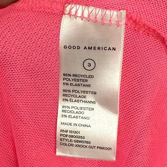 NWT Good American Ruched Long Sleeve Minidress / Coverup Knockout Pink Sz 3 (L) - Picture 7 of 9